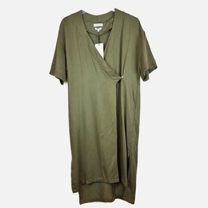 Native Youth | Olive Green V-Neck Wrap Dress, L NWT